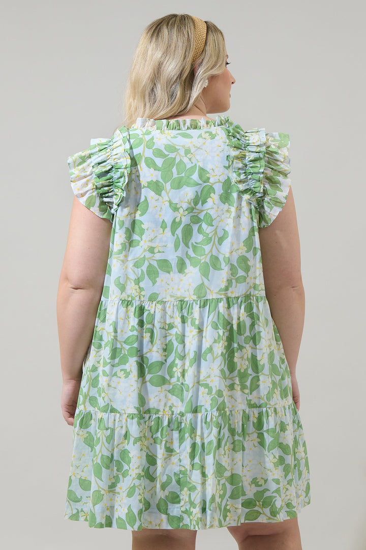 Kiany Floral Marlan Ruffle Midi Dress Curve
