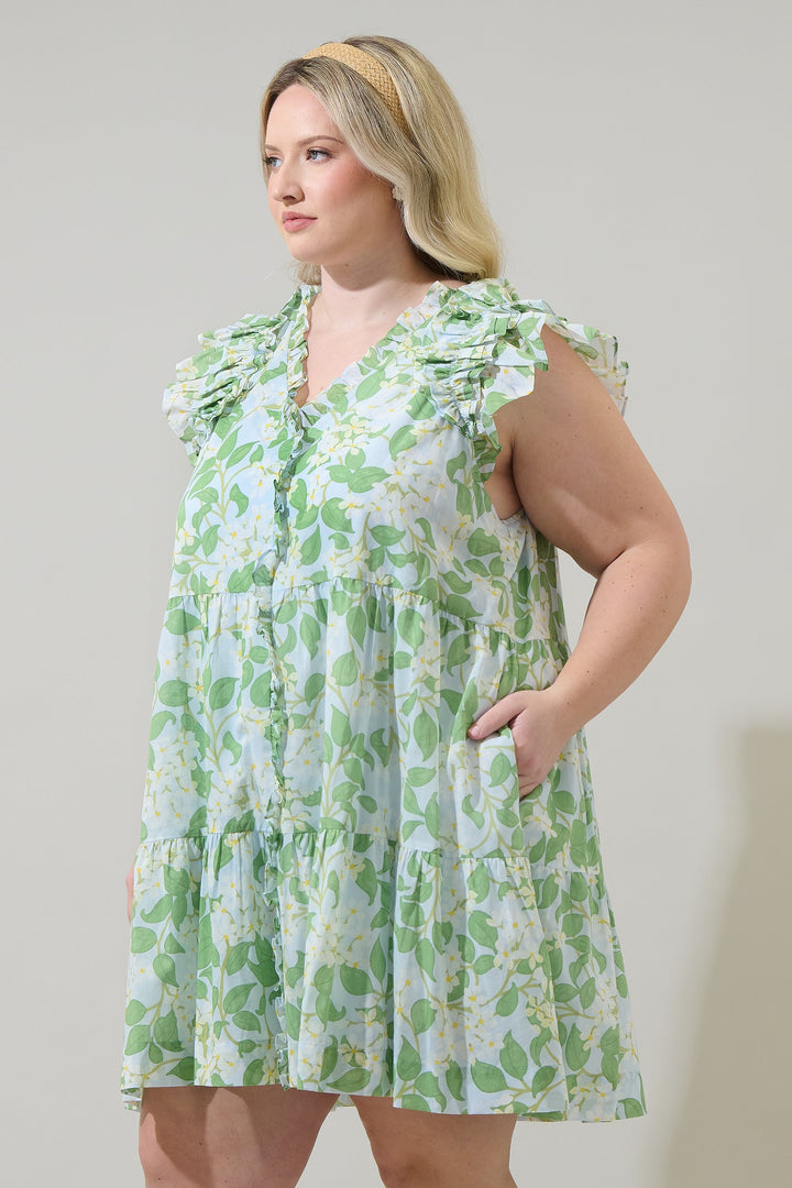 Kiany Floral Marlan Ruffle Midi Dress Curve
