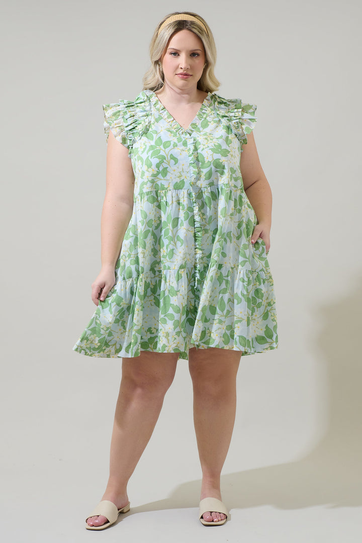 Kiany Floral Marlan Ruffle Midi Dress Curve