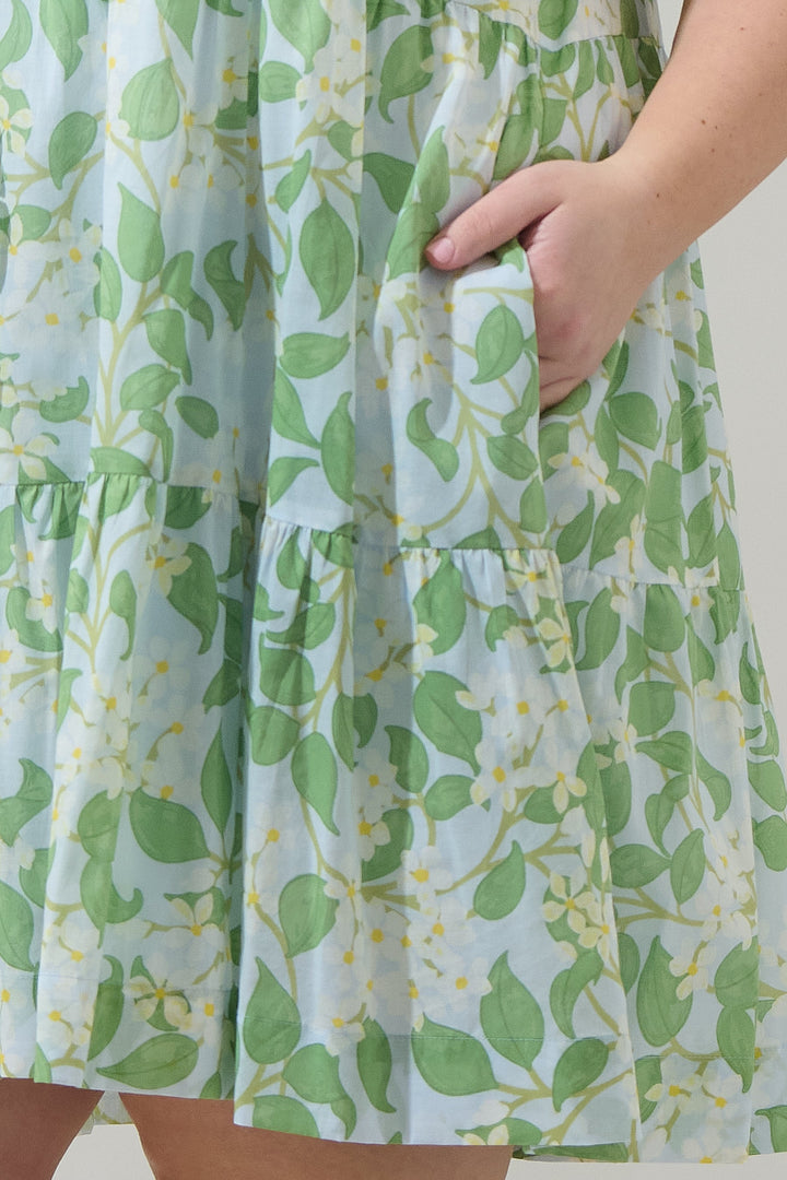 Kiany Floral Marlan Ruffle Midi Dress Curve