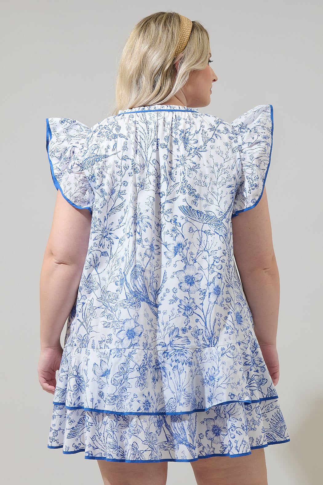 Eve Floral Taris Ruffe Mini Dress Curve