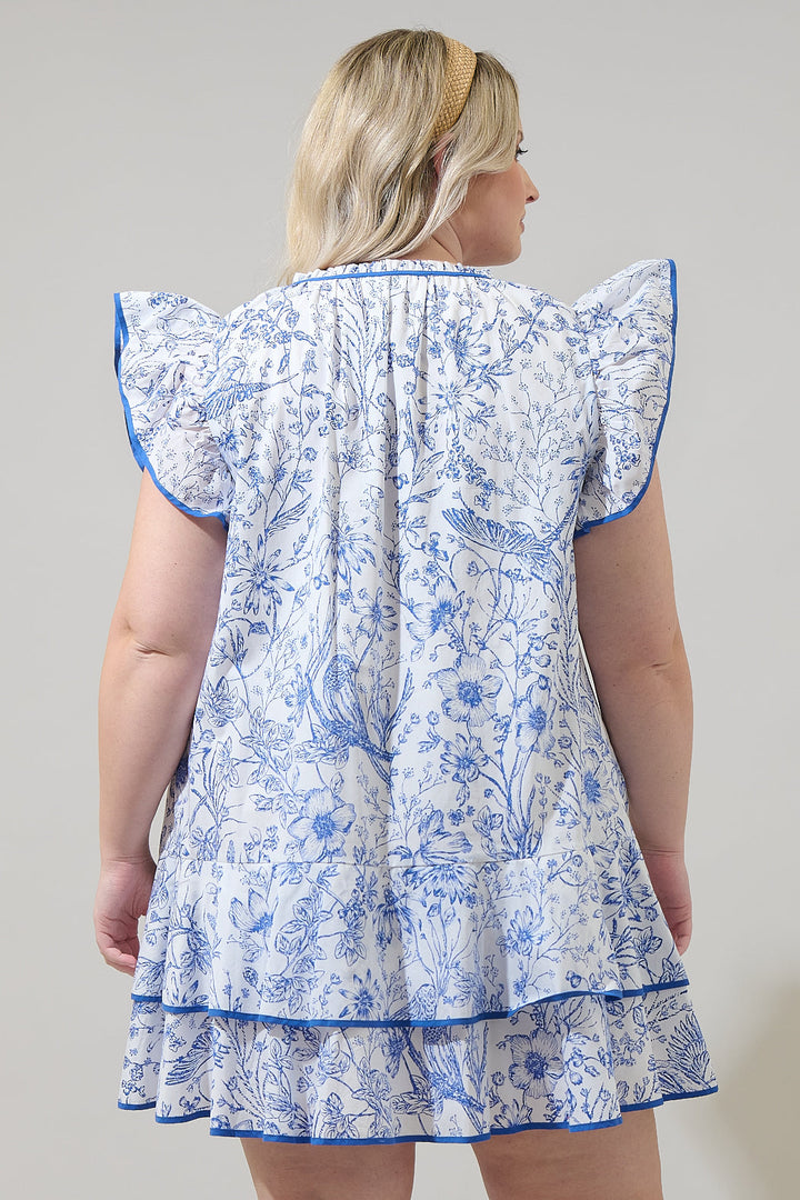 Eve Floral Taris Ruffe Mini Dress Curve