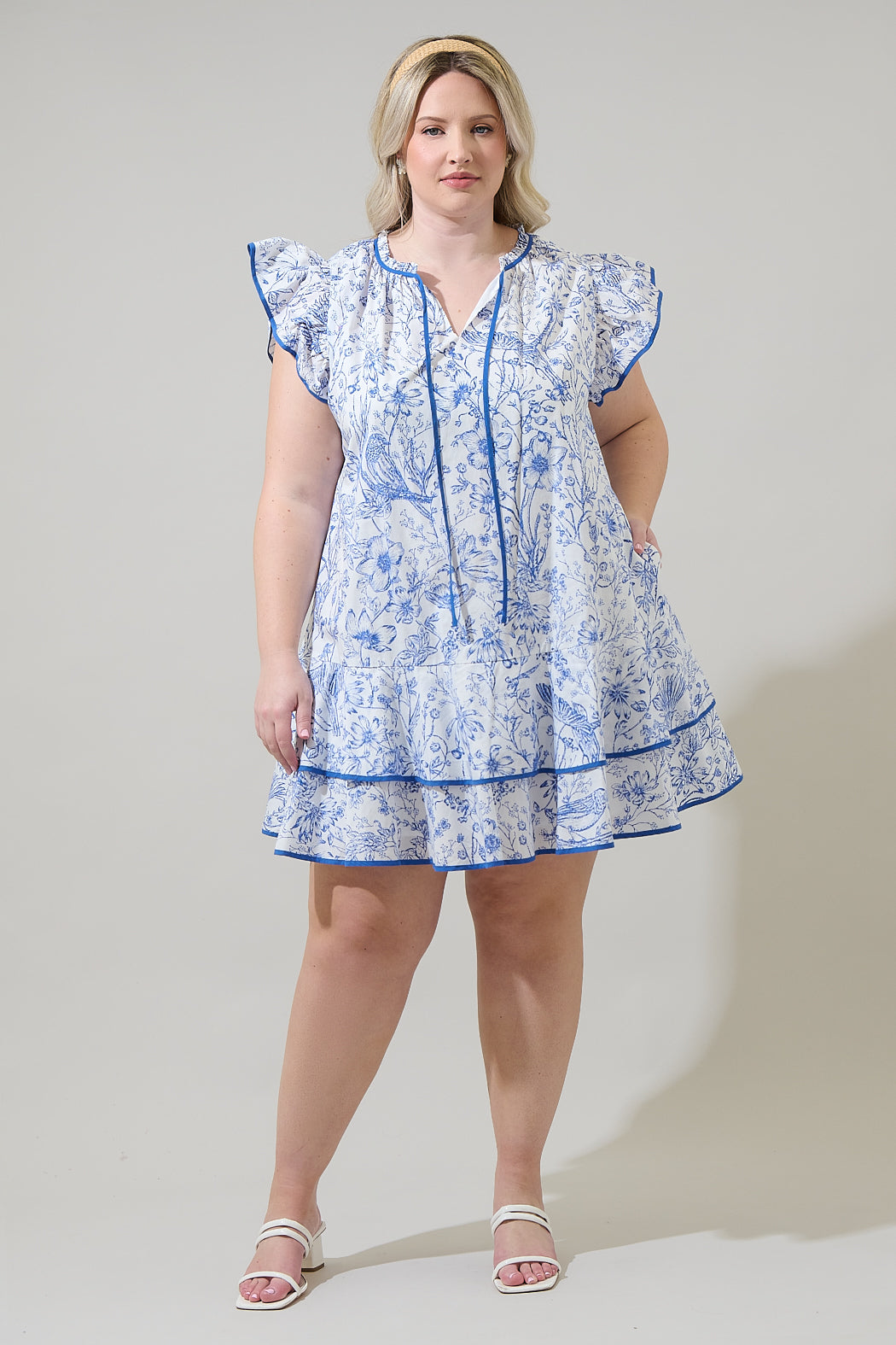 Eve Floral Taris Ruffe Mini Dress Curve