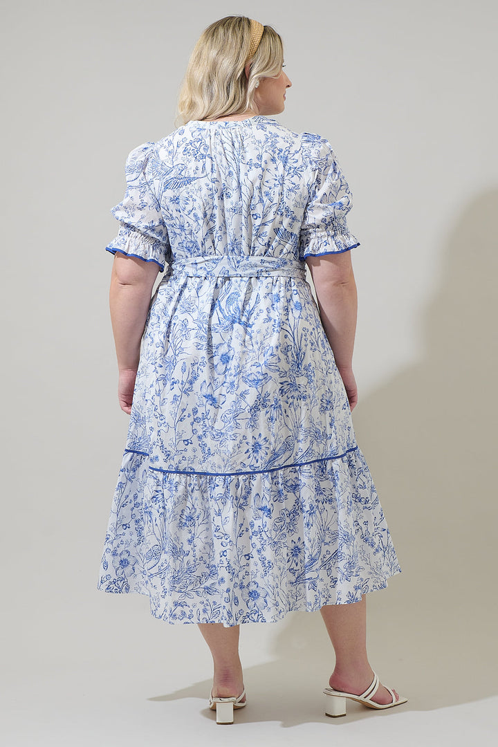 Eve Floral Nori Midi Dress Curve