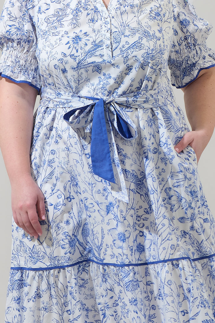 Eve Floral Nori Midi Dress Curve