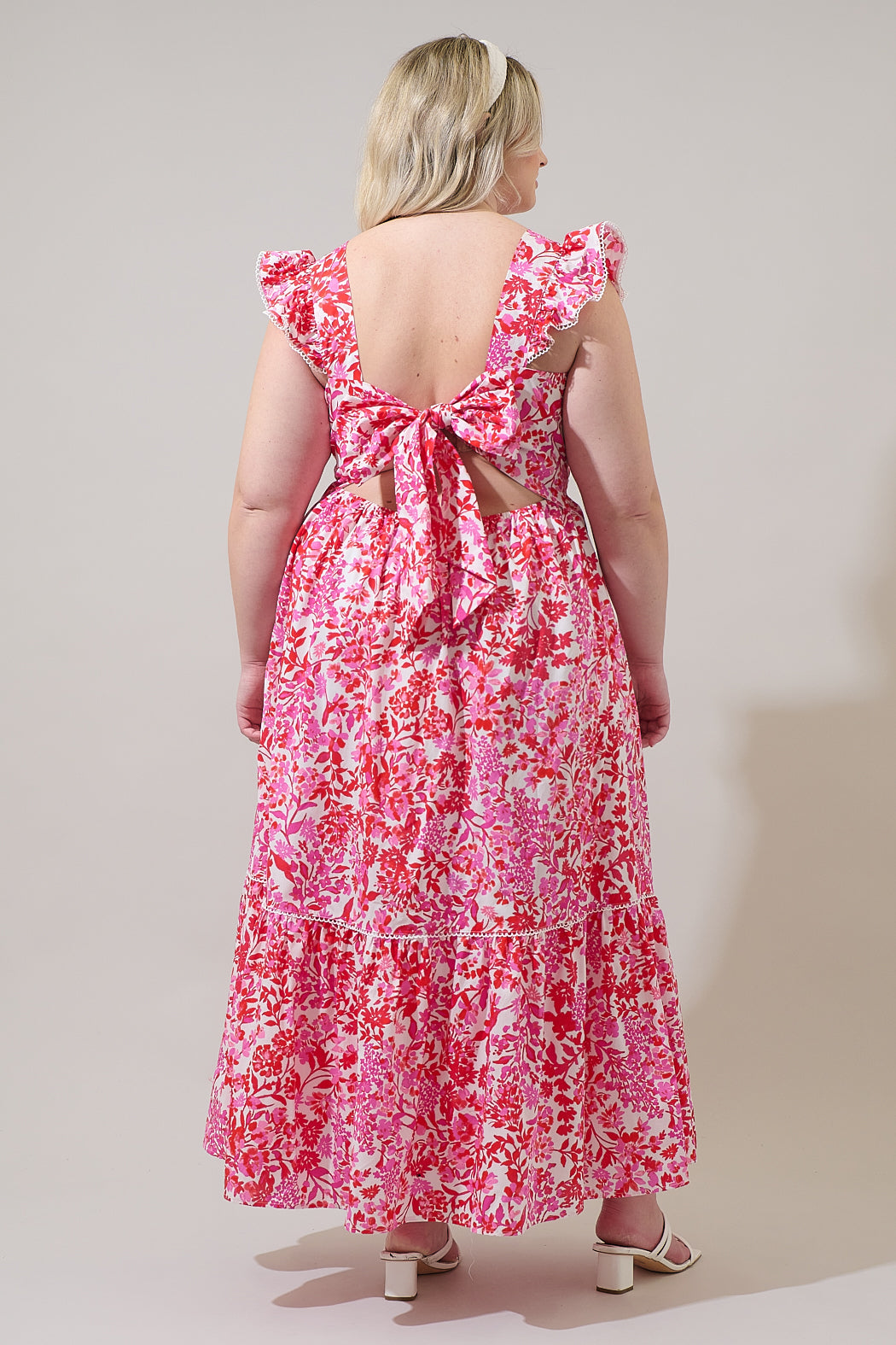 Reidy Floral Mawar Ruffle Maxi Dress Curve