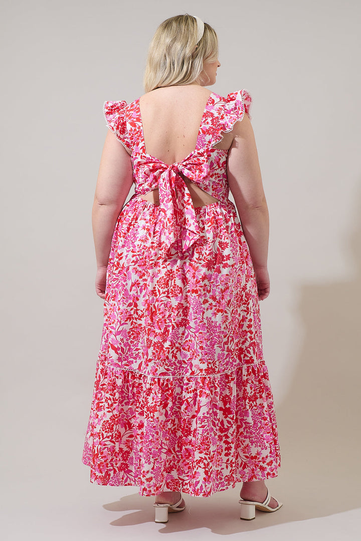 Reidy Floral Mawar Ruffle Maxi Dress Curve