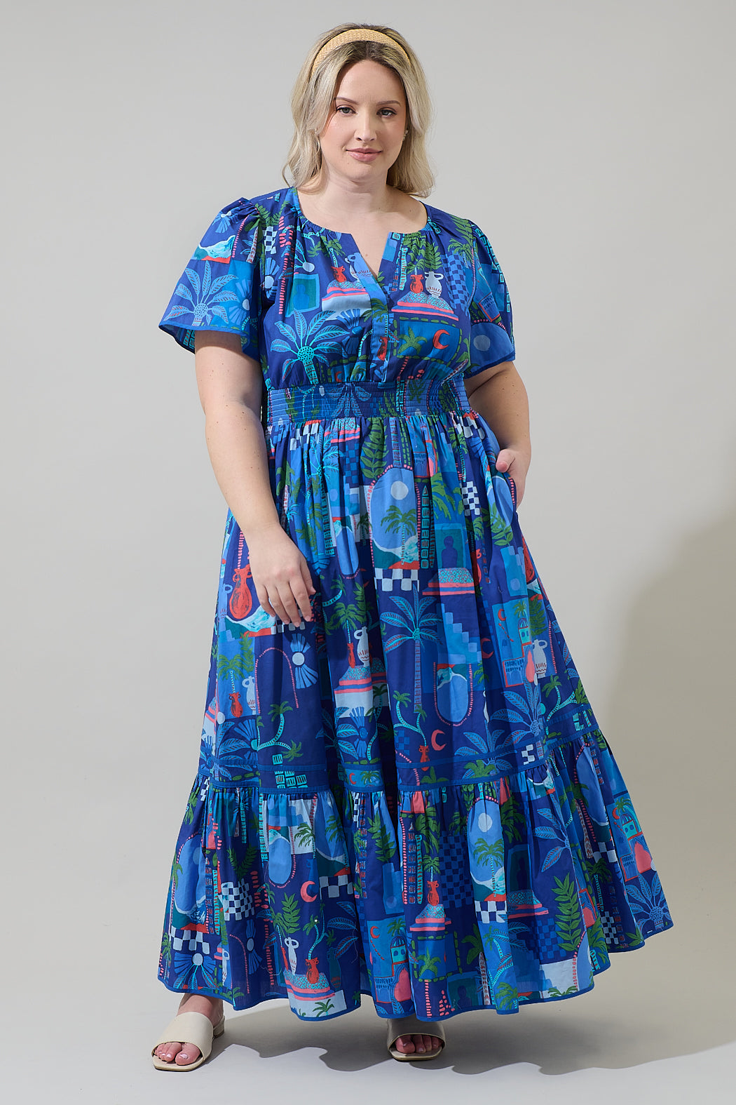 Punta Alta Ordy Smocked Midi Dress Curve