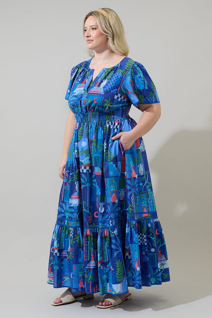 Punta Alta Ordy Smocked Midi Dress Curve