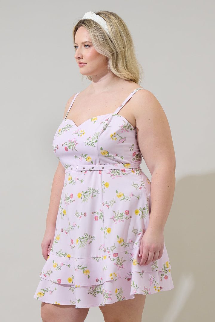 Margote Floral Mel Ruffle Mini Dress Curve