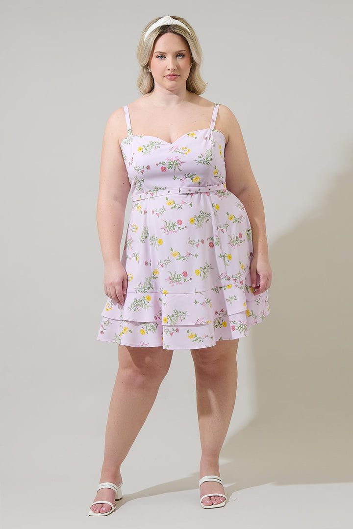 Margote Floral Mel Ruffle Mini Dress Curve
