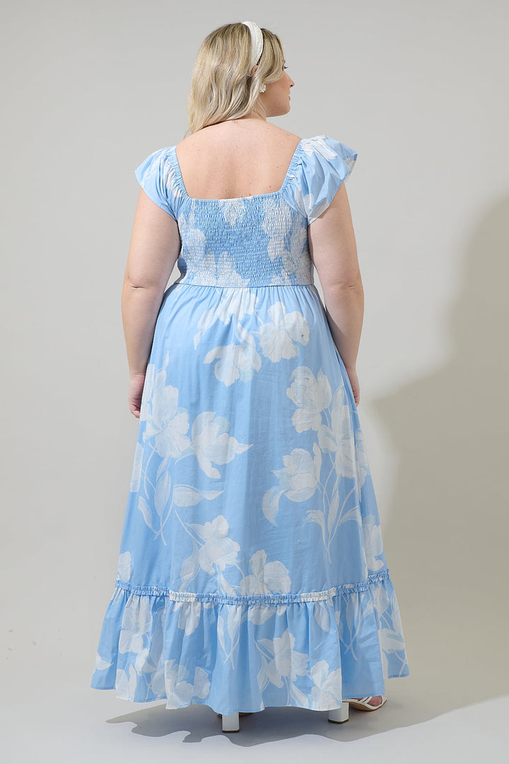 Afina Floral Mazy Smocked Maxi Dress Curve
