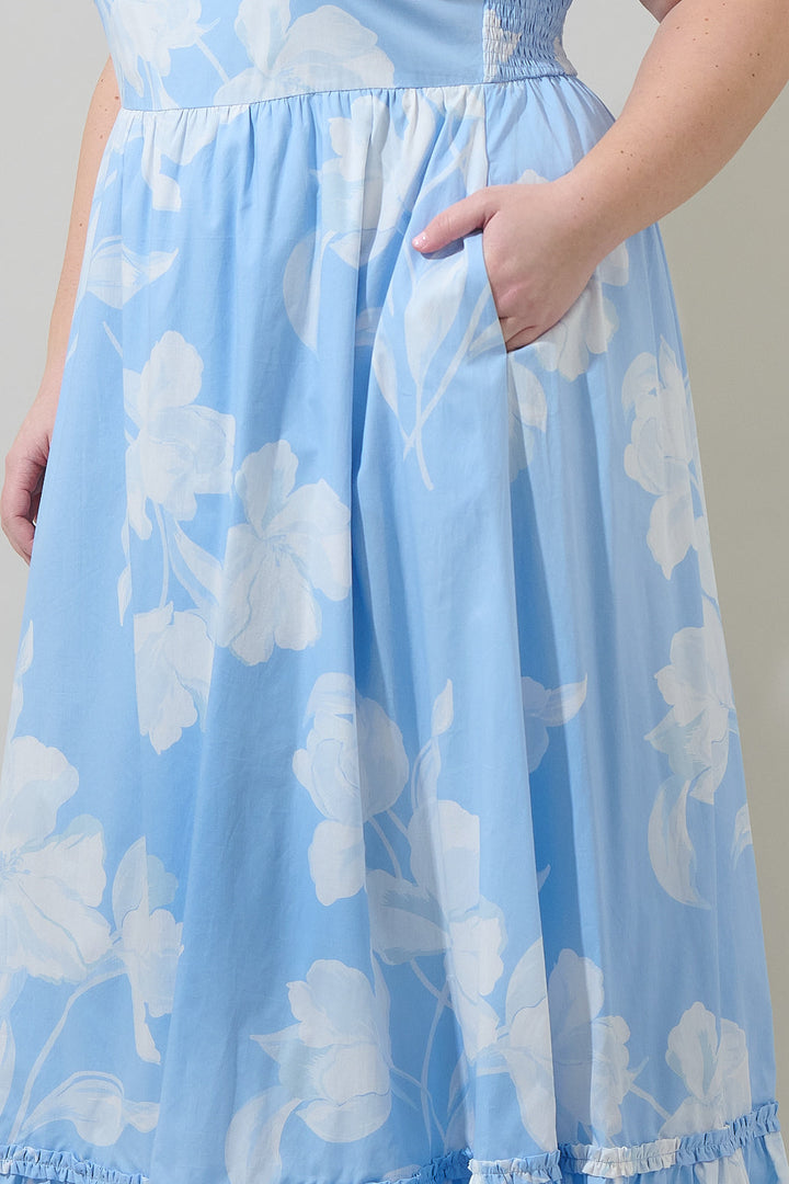 Afina Floral Mazy Smocked Maxi Dress Curve