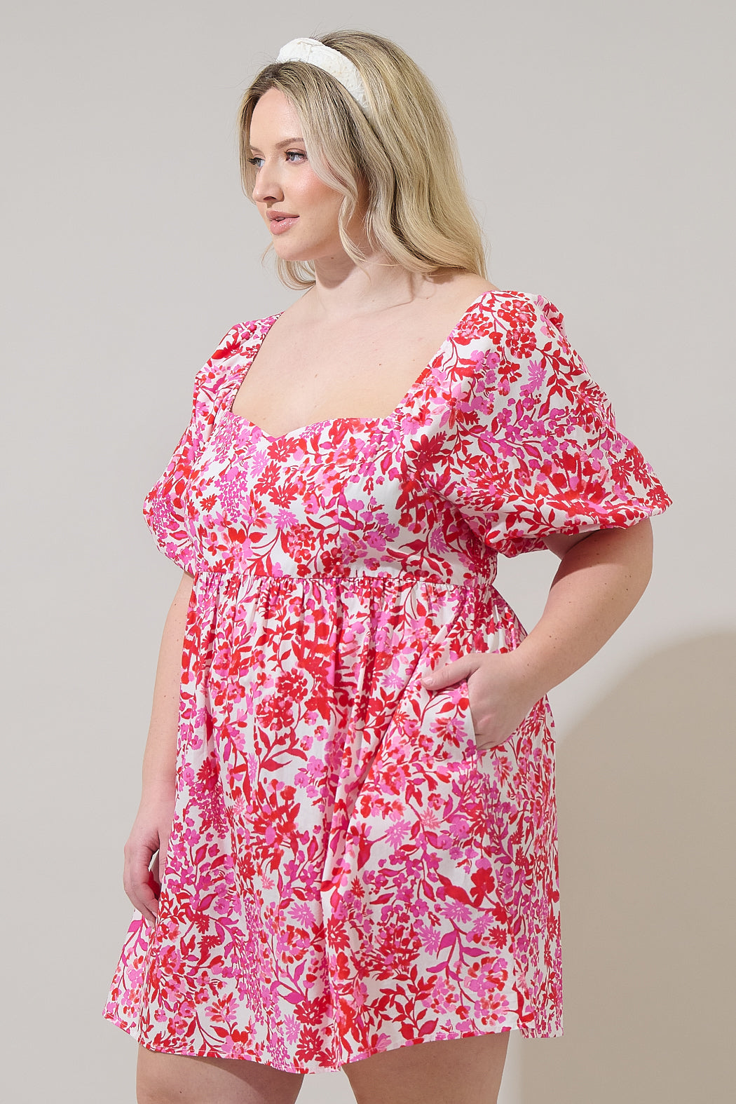 Reidy Floral Samia Smocked Mini Dress Curve