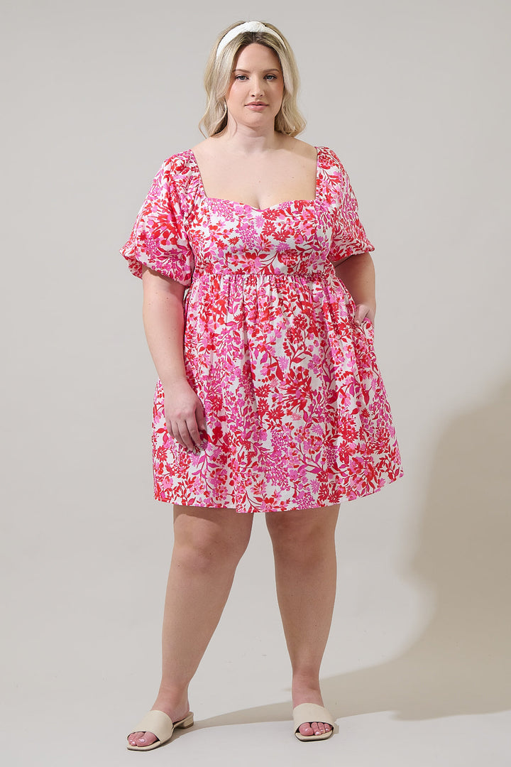 Reidy Floral Samia Smocked Mini Dress Curve