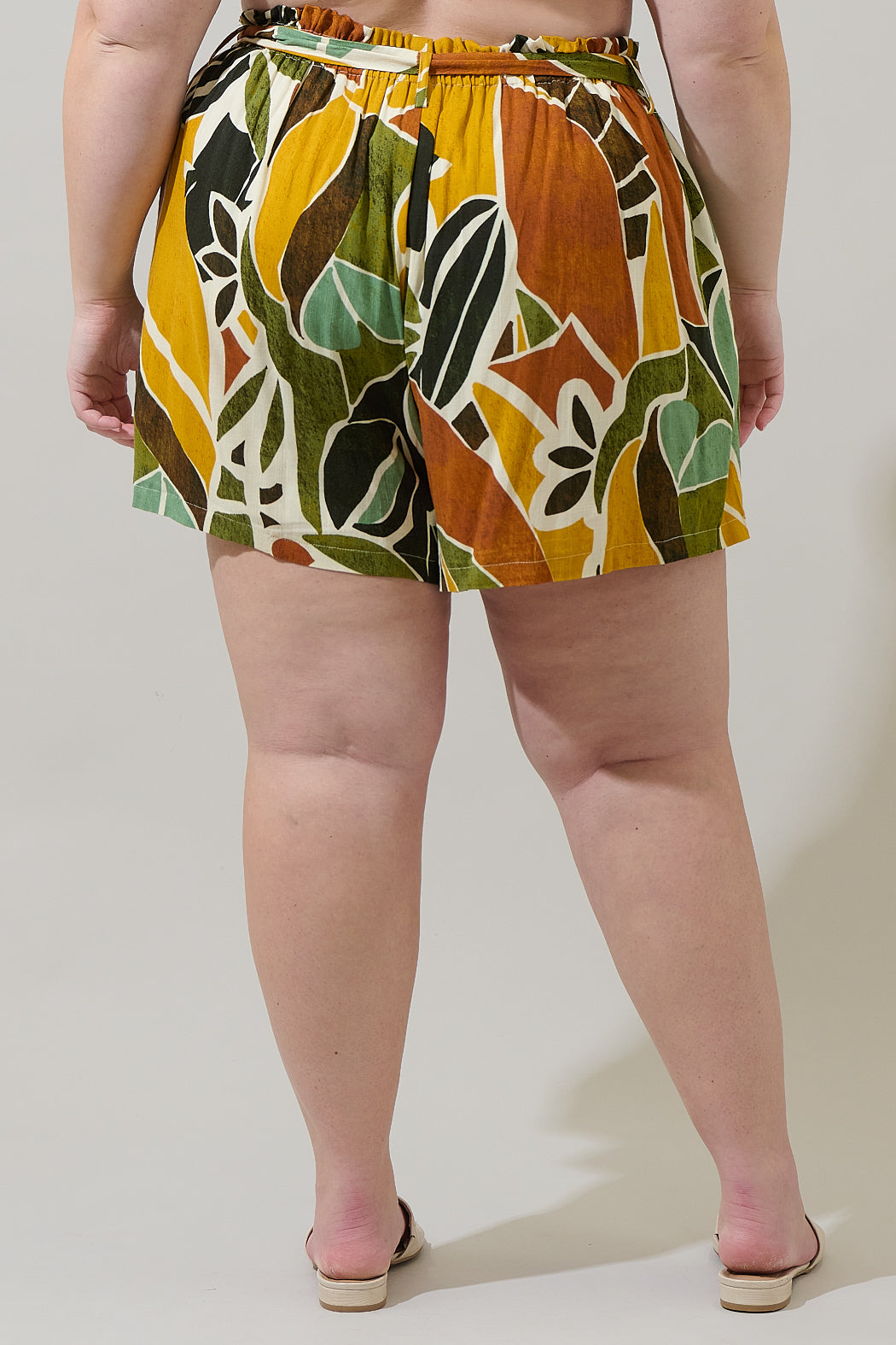 Renia Tropical Wave High Waisted Shorts Curve