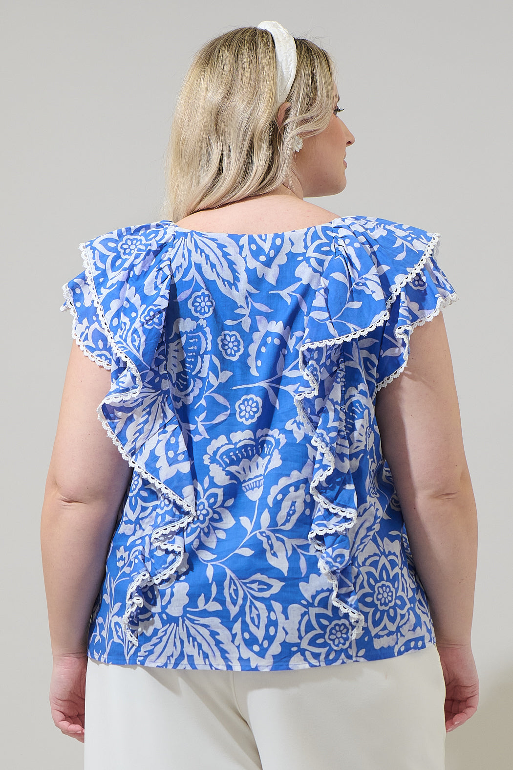 Marny Floral Ziva Ruffle Blouse Curve