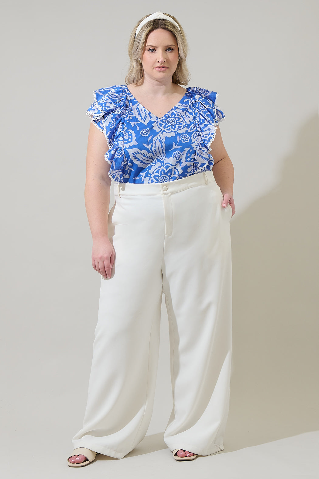Marny Floral Ziva Ruffle Blouse Curve