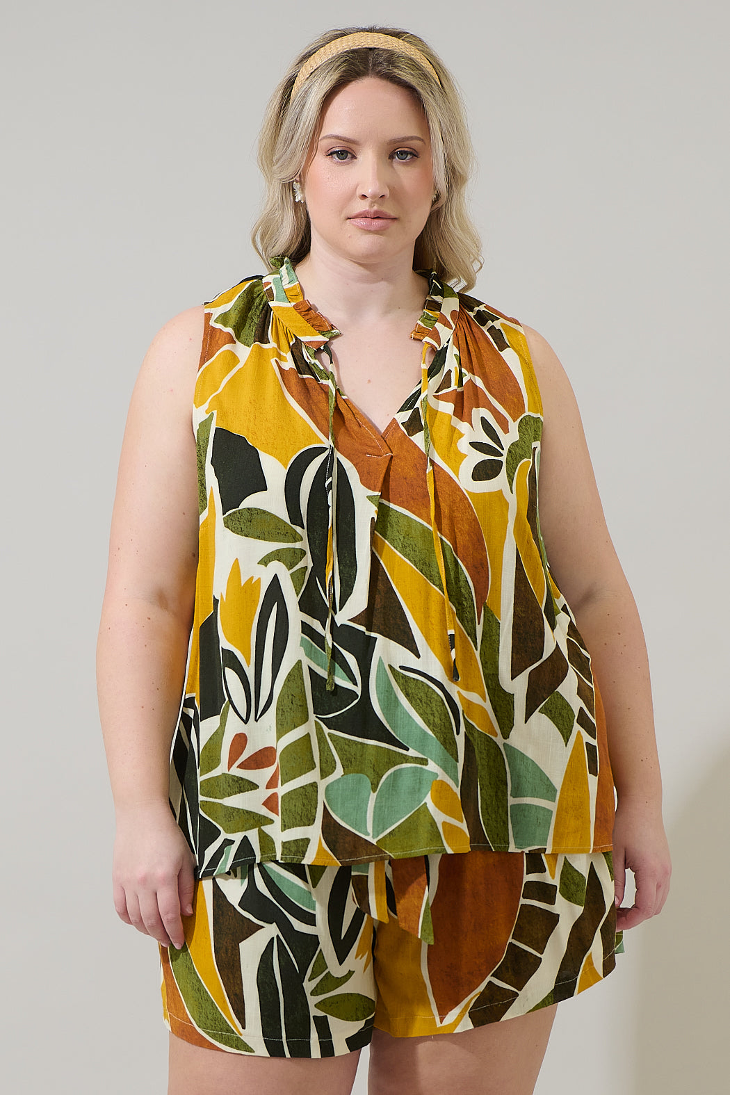 Renia Tropical Miley Sleeveless Blouse Curve