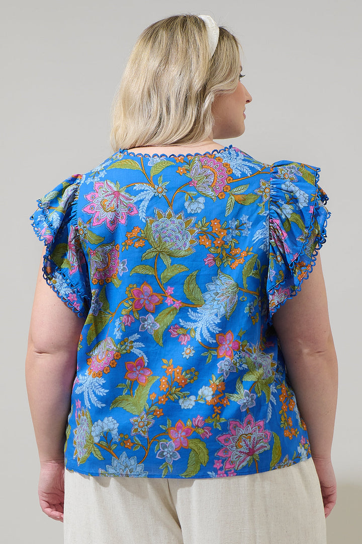 Sunlit Floral Ema Ruffle Top Curve