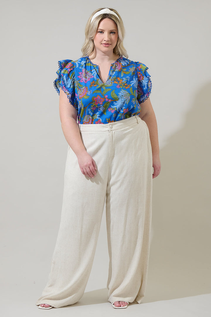 Sunlit Floral Ema Ruffle Top Curve