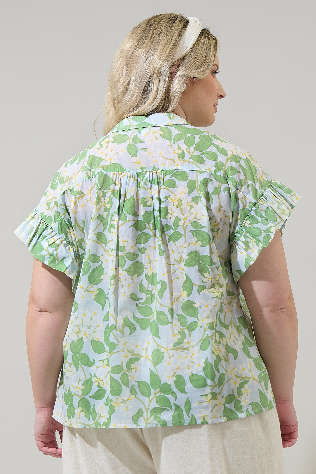 Kiany Floral Ina Button Up Top Curve
