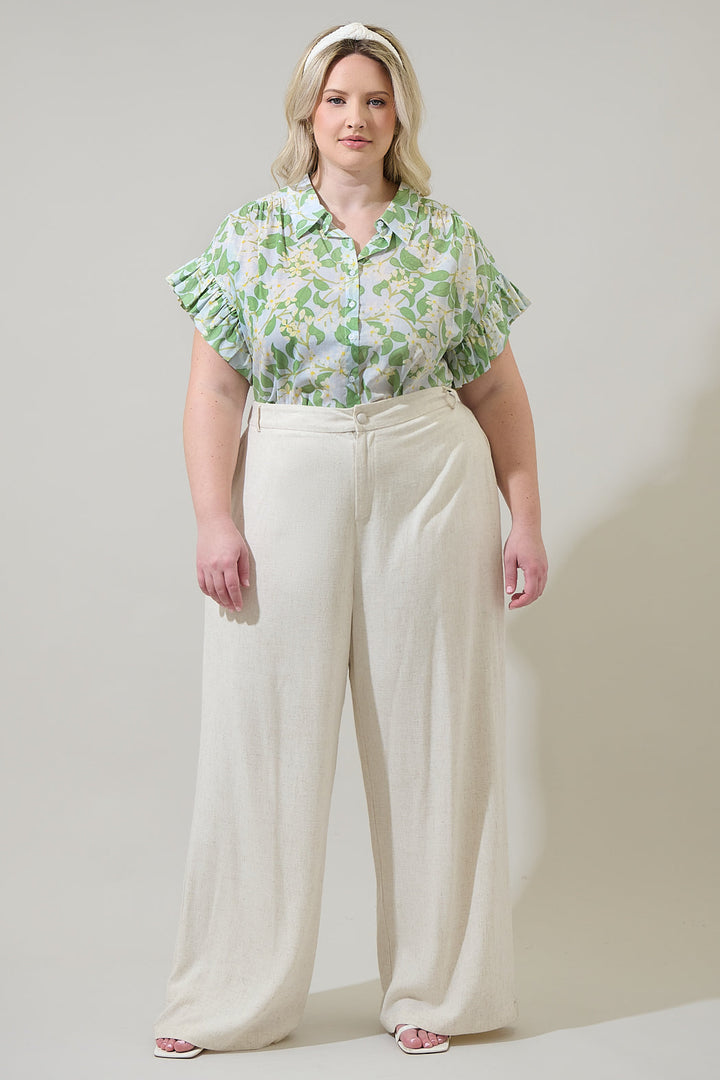 Kiany Floral Ina Button Up Top Curve
