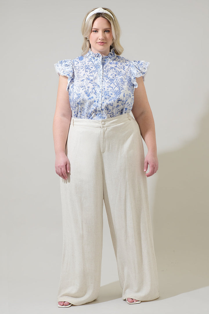Eve Floral Dacey Button Up Top Curve