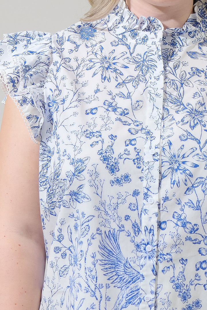 Eve Floral Dacey Button Up Top Curve