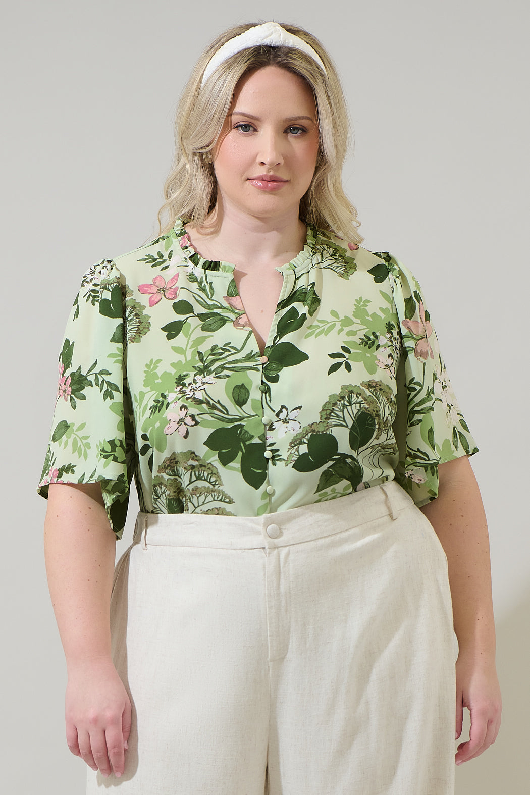 Zane Floral Bryn Button Blouse Curve