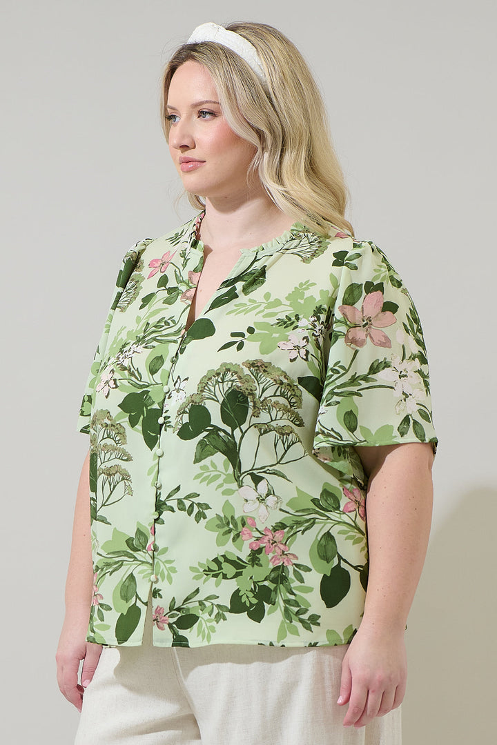 Zane Floral Bryn Button Blouse Curve