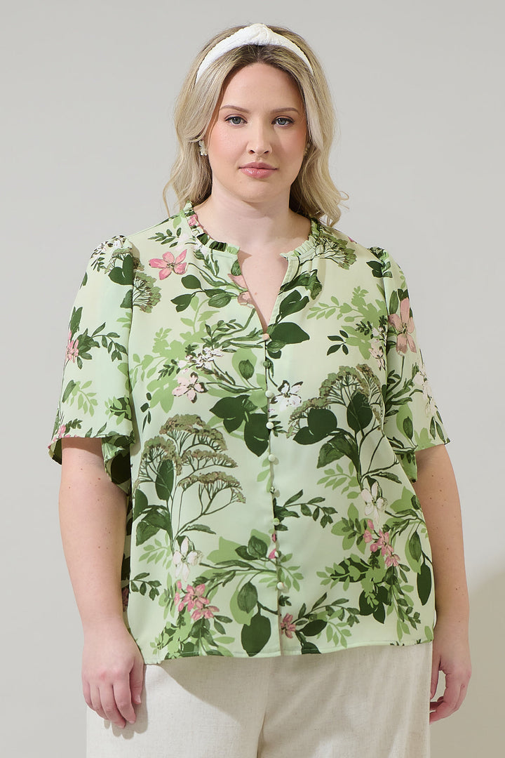 Zane Floral Bryn Button Blouse Curve