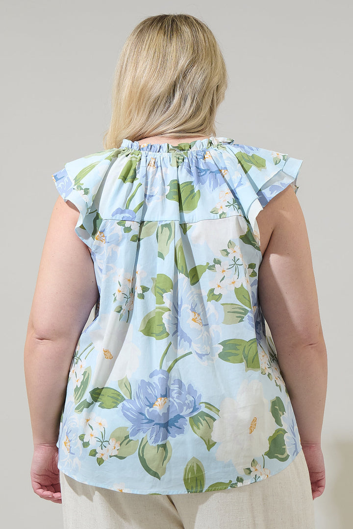 Sloane Floral Elsy Ruffle Top Curve