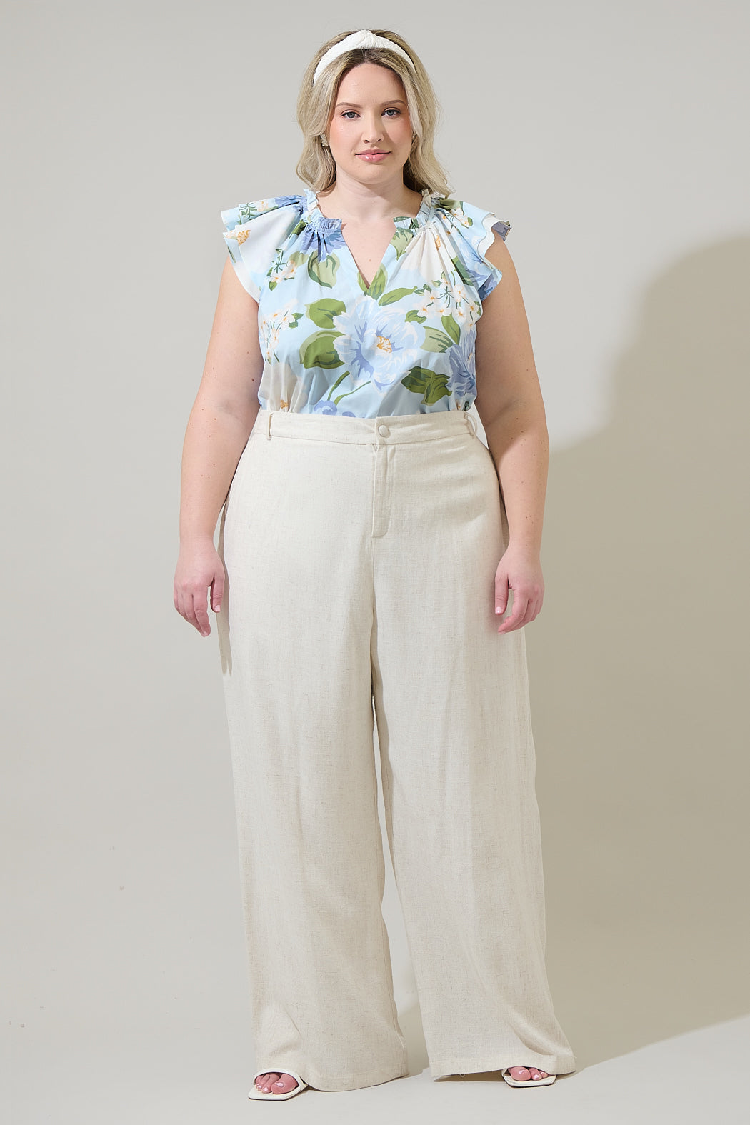 Sloane Floral Elsy Ruffle Top Curve