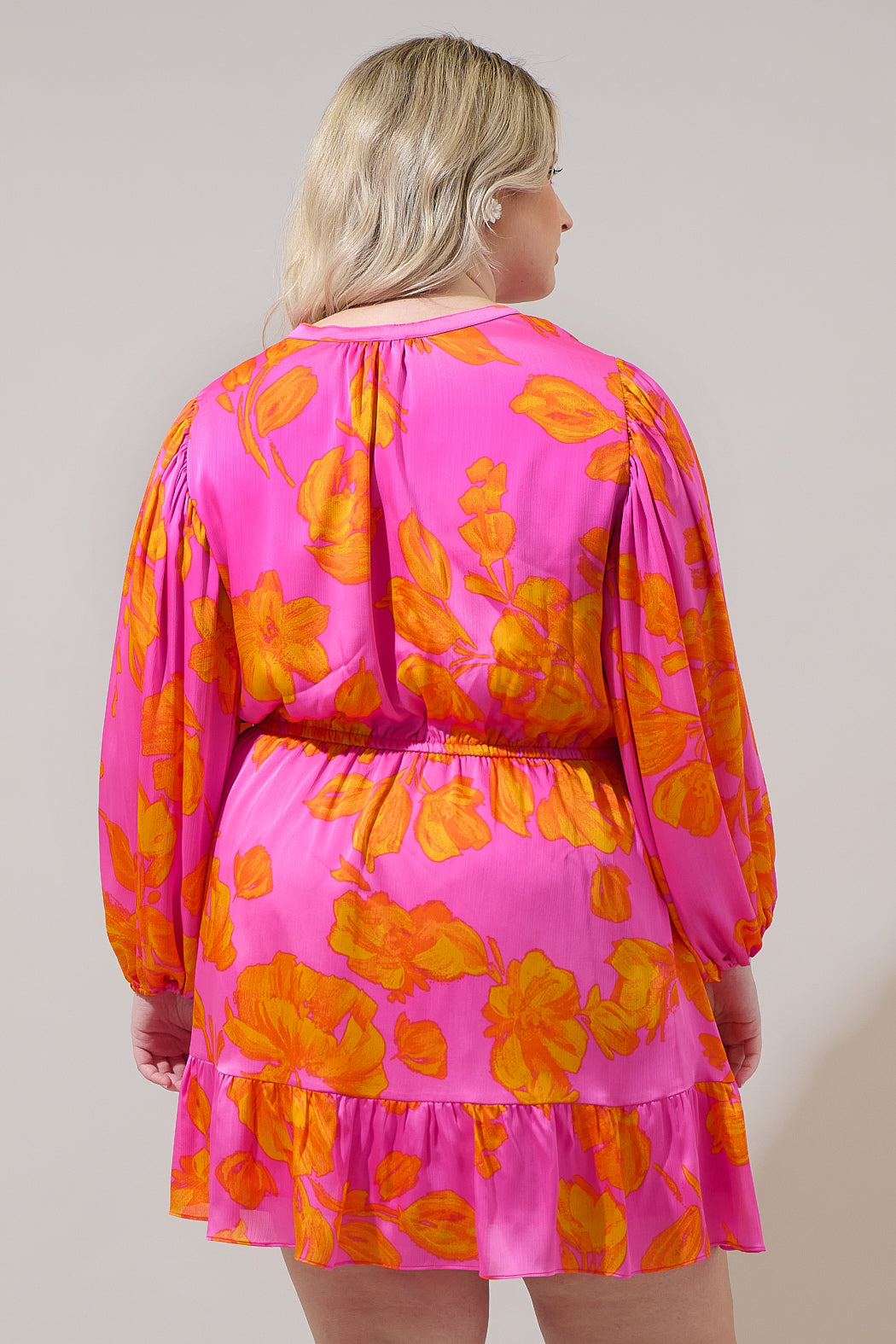 Pacey Floral Paxton Balloon Sleeve Mini Dress Curve