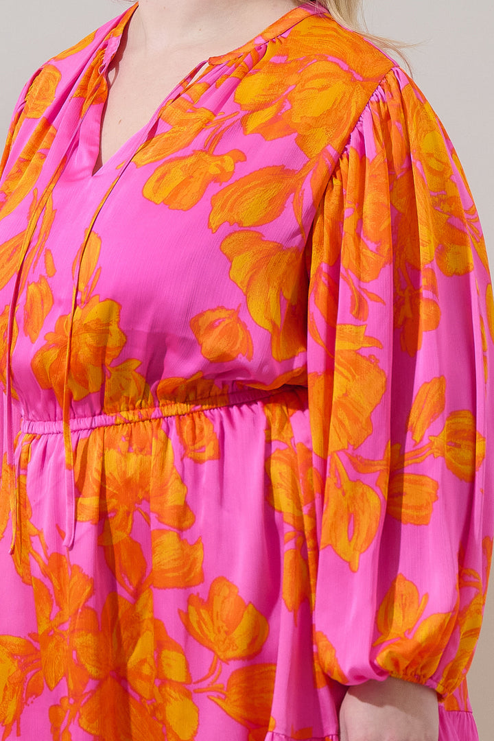 Pacey Floral Paxton Balloon Sleeve Mini Dress Curve