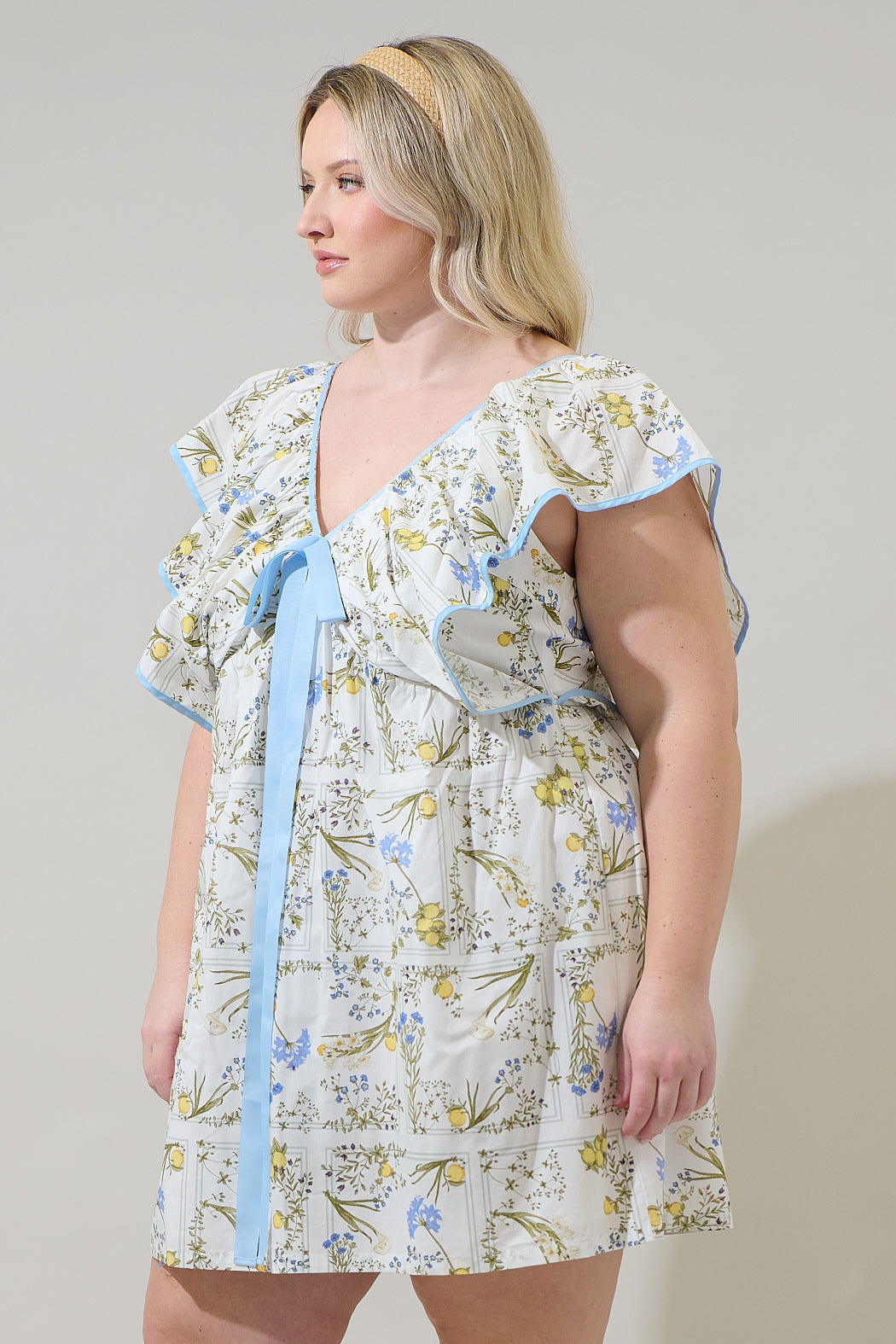 Cecily Floral Mini Babydoll Dress Curve
