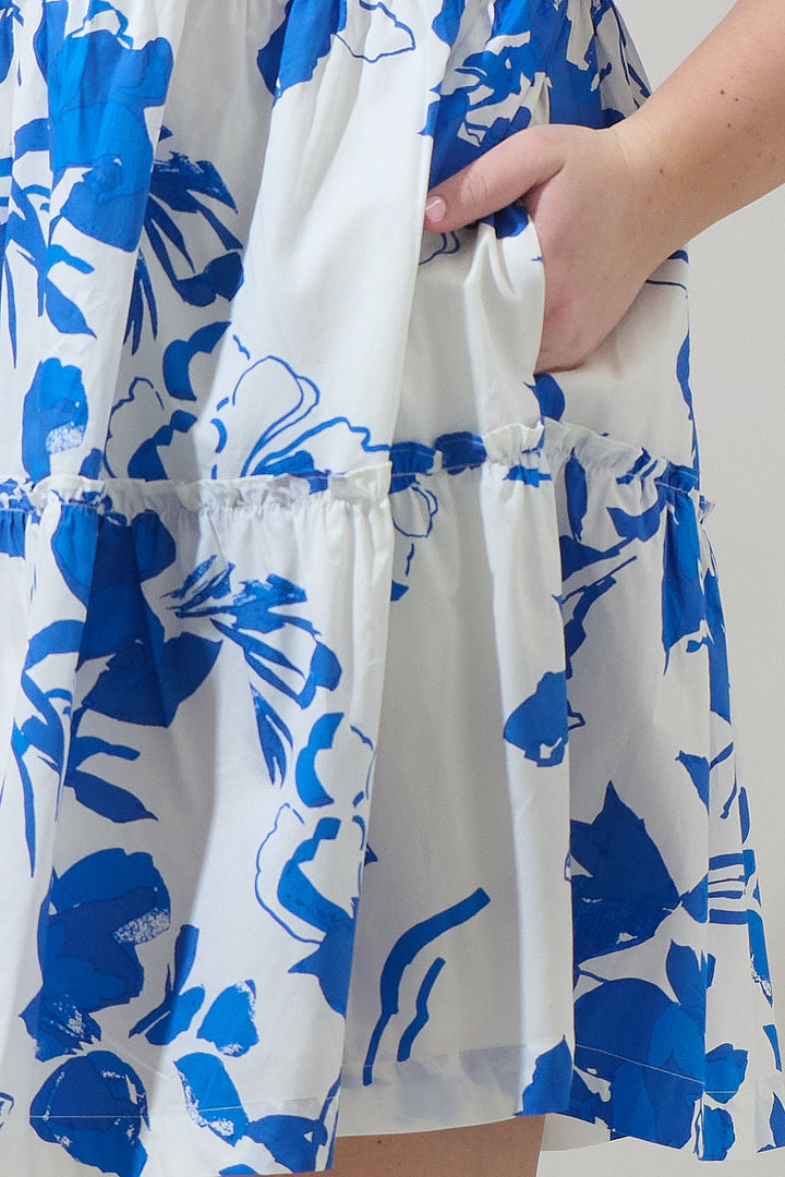 Aby Floral Dixie Split Neck Shift Dress Curve