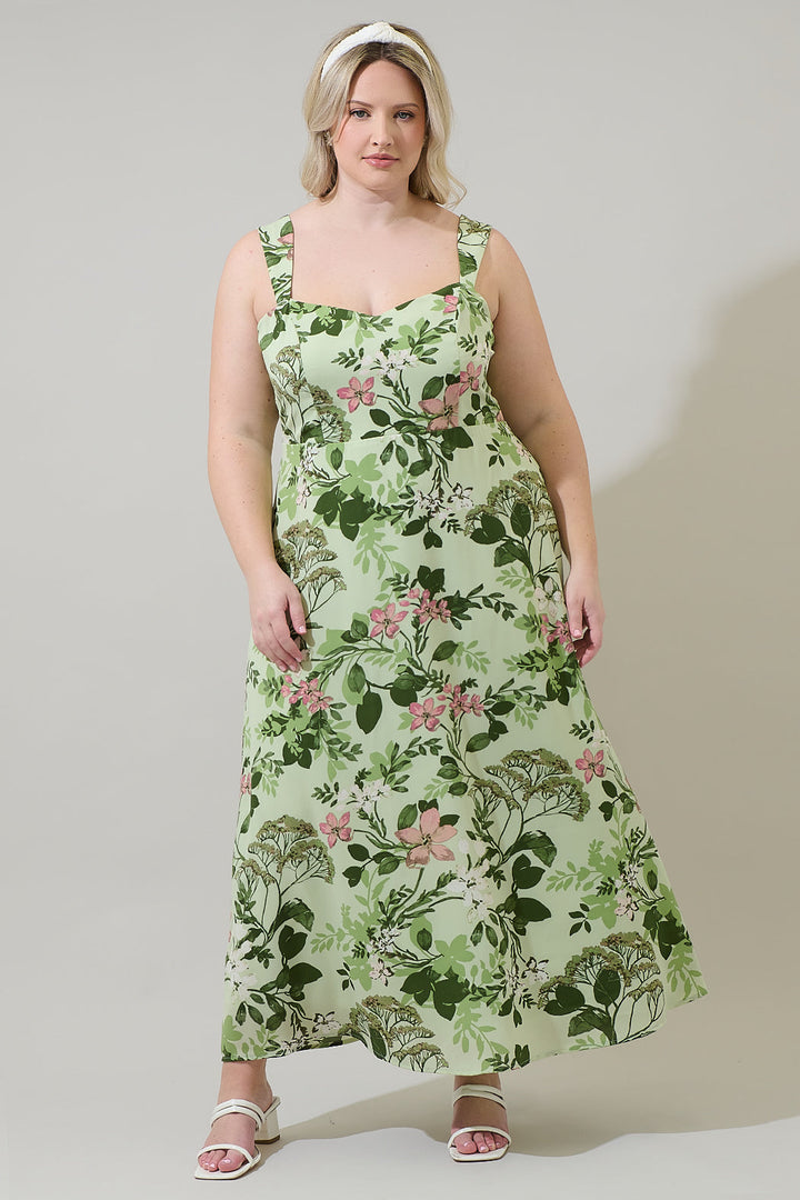 Zane Floral Bary Smocked Maxi Dress Curve