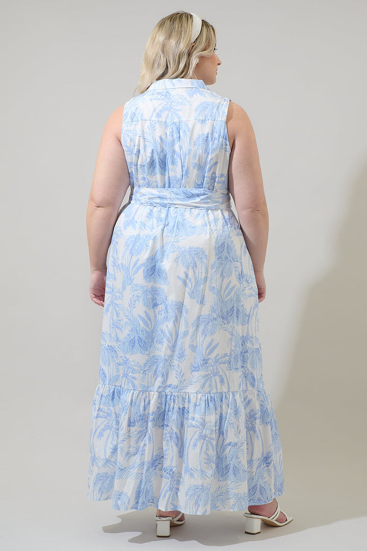 Poly Leaf Cileah Collared Maxi Dress Curve