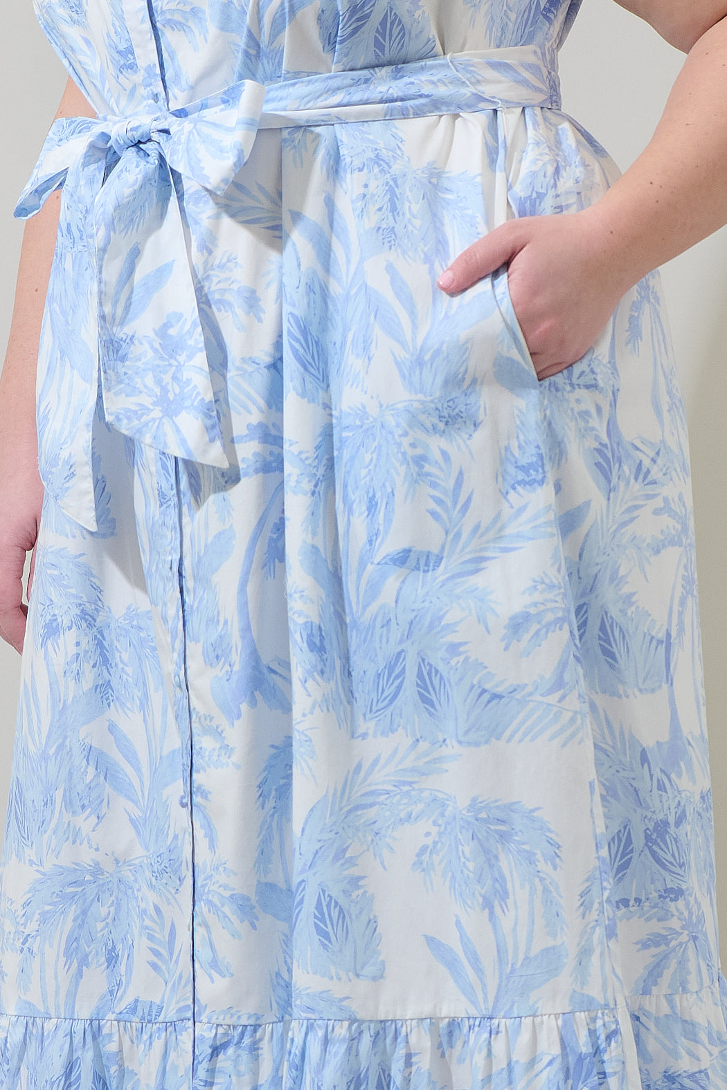 Poly Leaf Cileah Collared Maxi Dress Curve