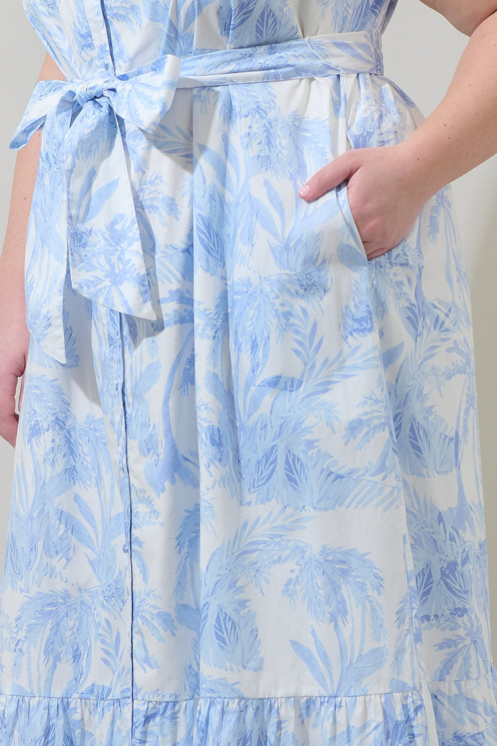 Poly Leaf Cileah Collared Maxi Dress Curve