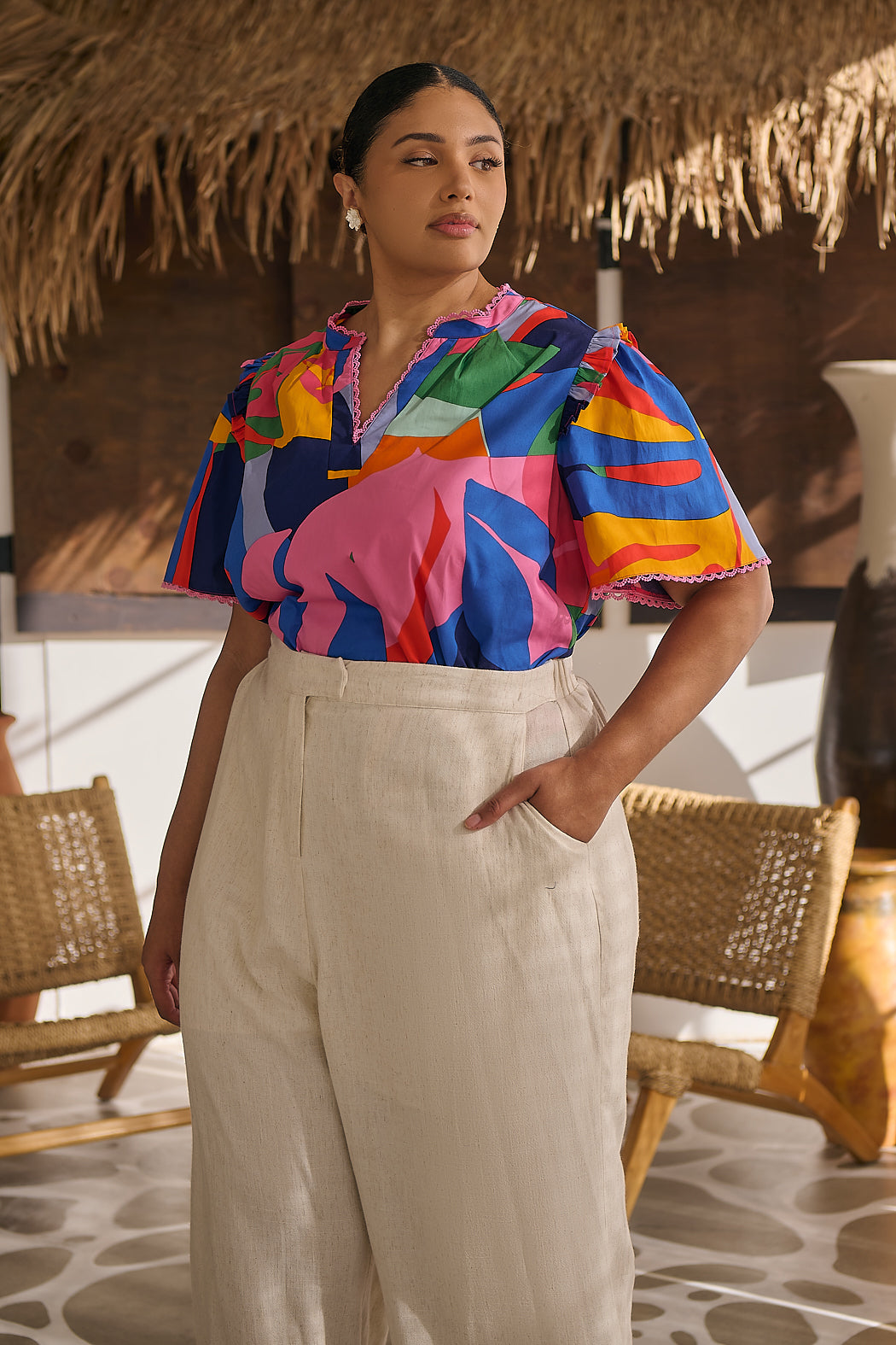 Chroma Abstract Winslet Ruffle Top Curve