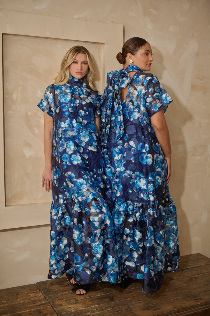 Abay Floral Dime Organza Maxi Dress Curve