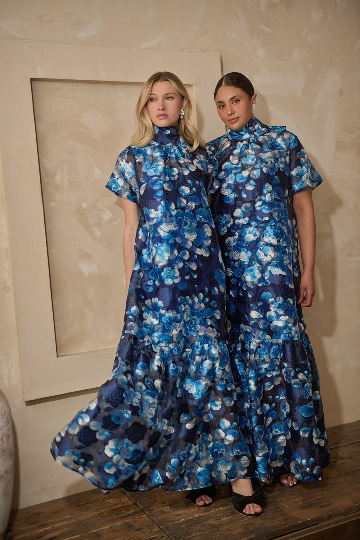Abay Floral Dime Organza Maxi Dress Curve