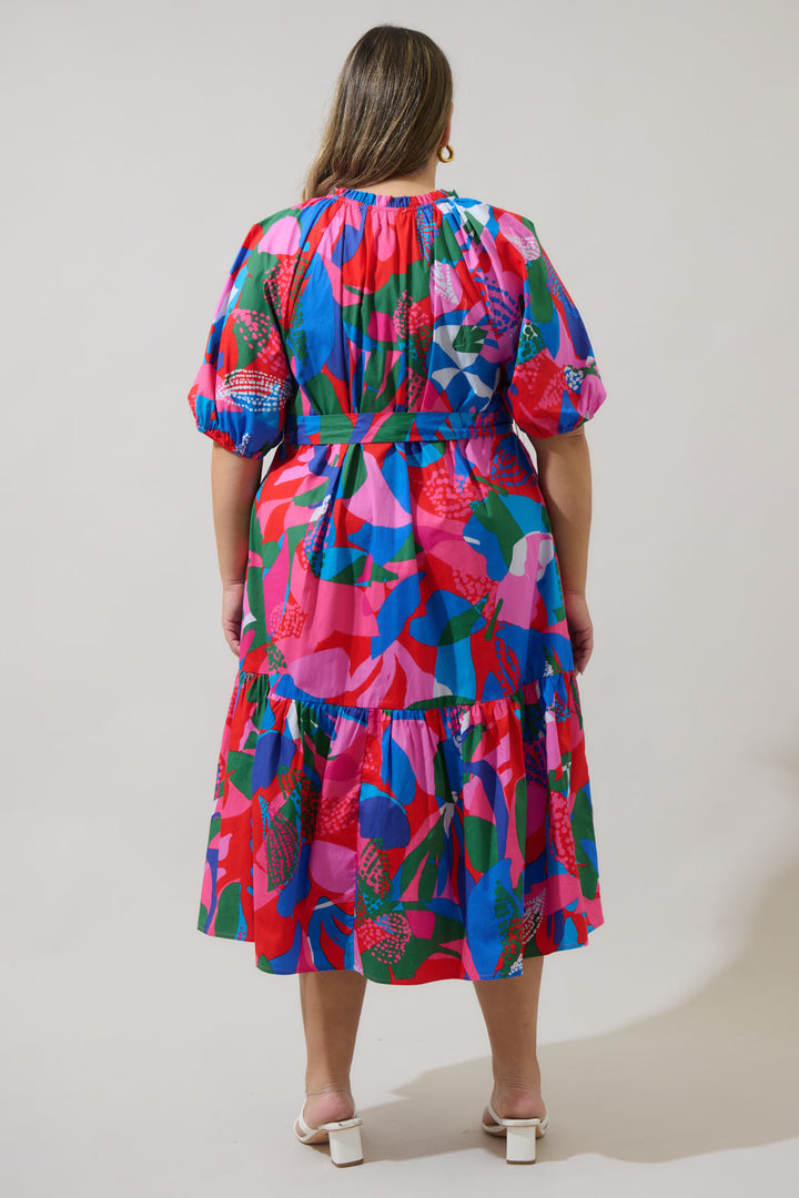 Wynette Tiered Midi Dress Exene Floral Curve