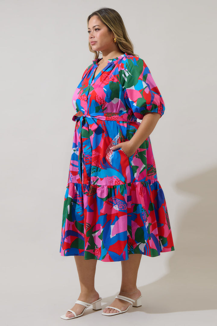 Wynette Tiered Midi Dress Exene Floral Curve