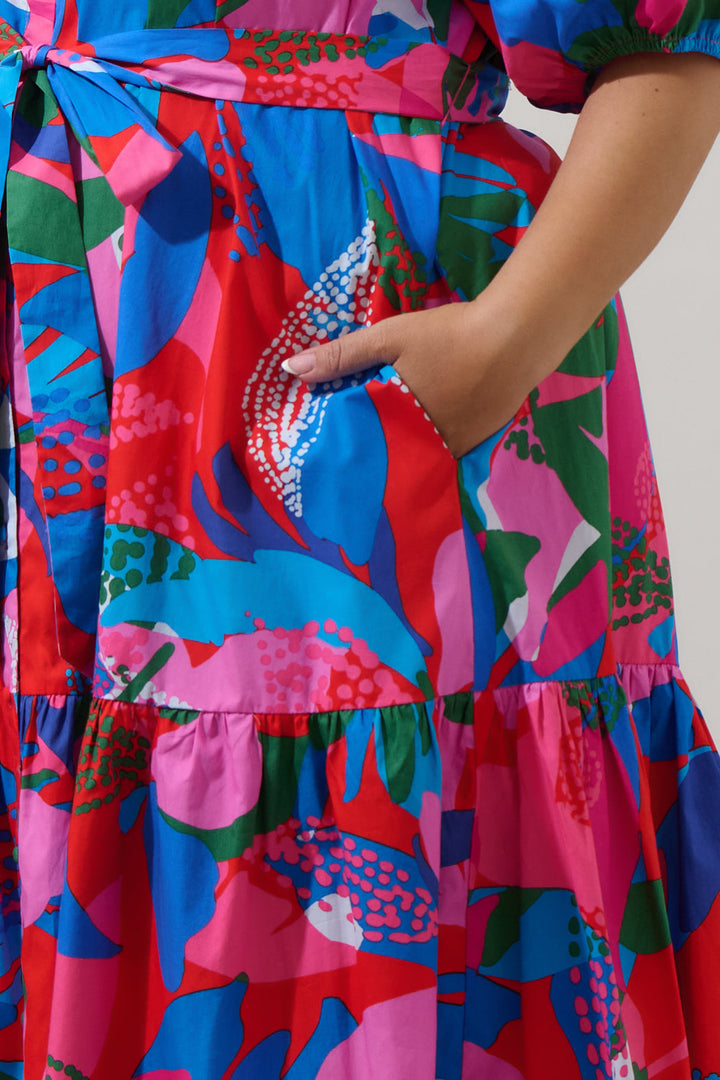 Wynette Tiered Midi Dress Exene Floral Curve