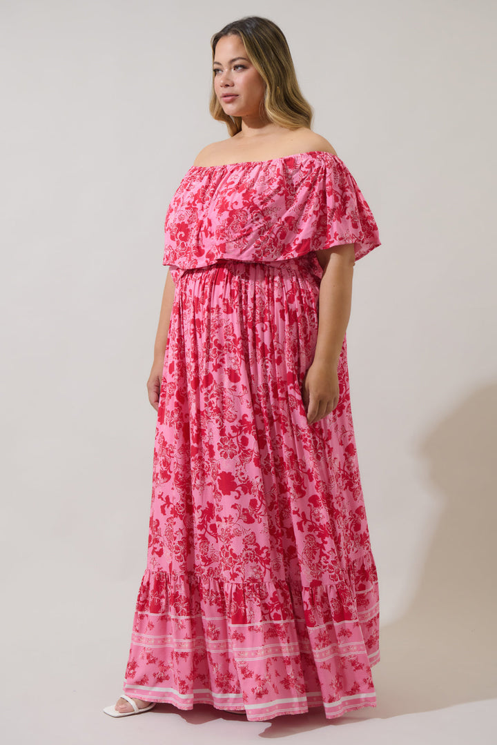 Aiza Floral Otis Off the Shoulder Maxi Dress Curve