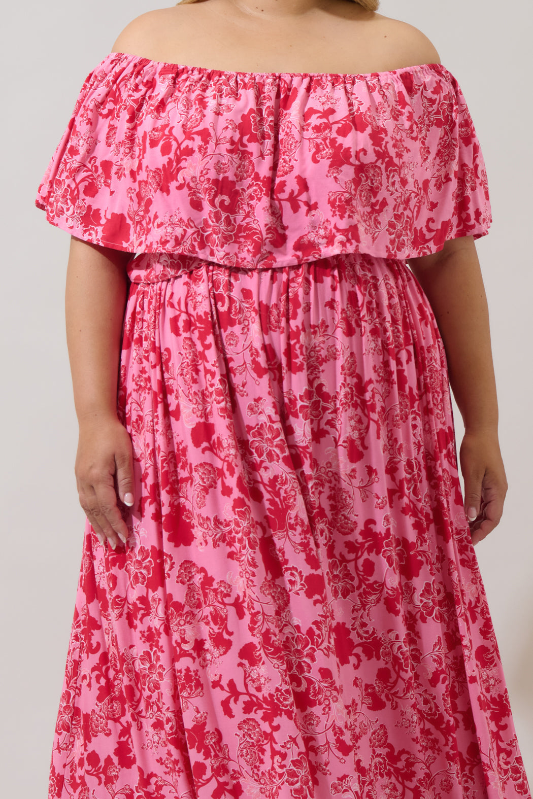 Aiza Floral Otis Off the Shoulder Maxi Dress Curve